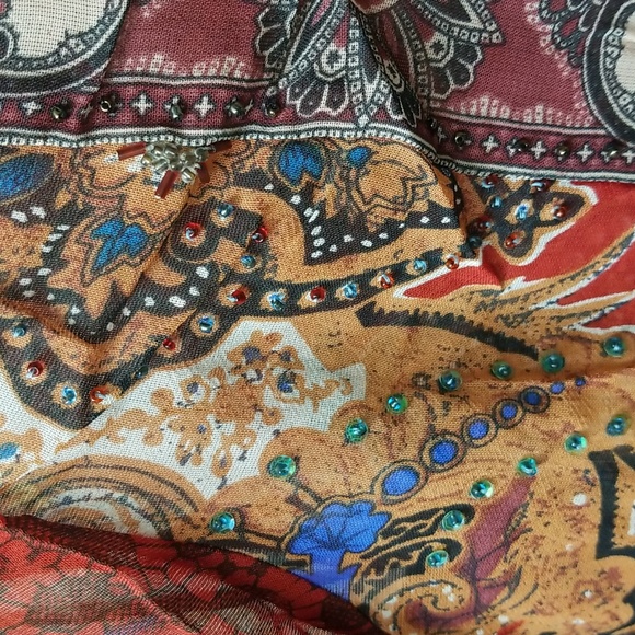 Vintage Floral Sheer Rayon Beaded Top - Picture 2 of 6